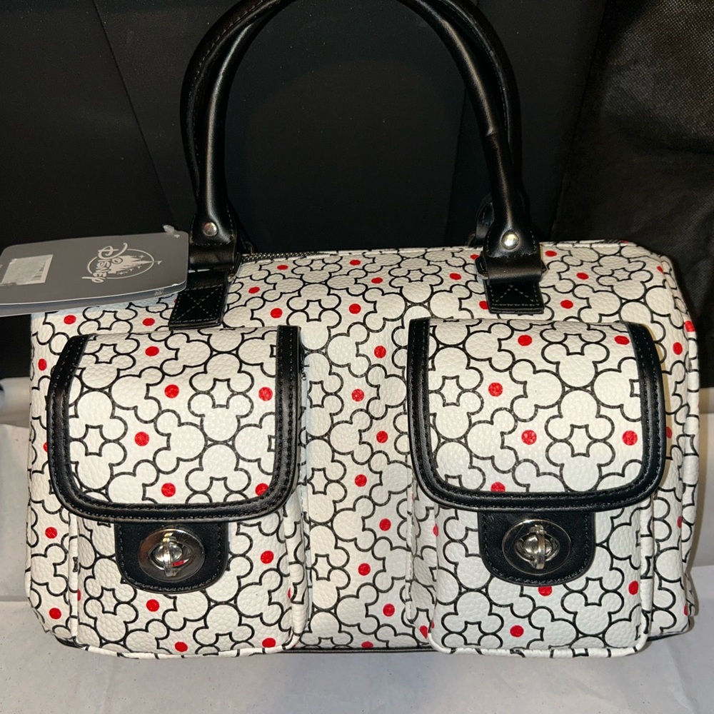 NWT Disney Parks Mickey AOP Barrel Shaped handbag